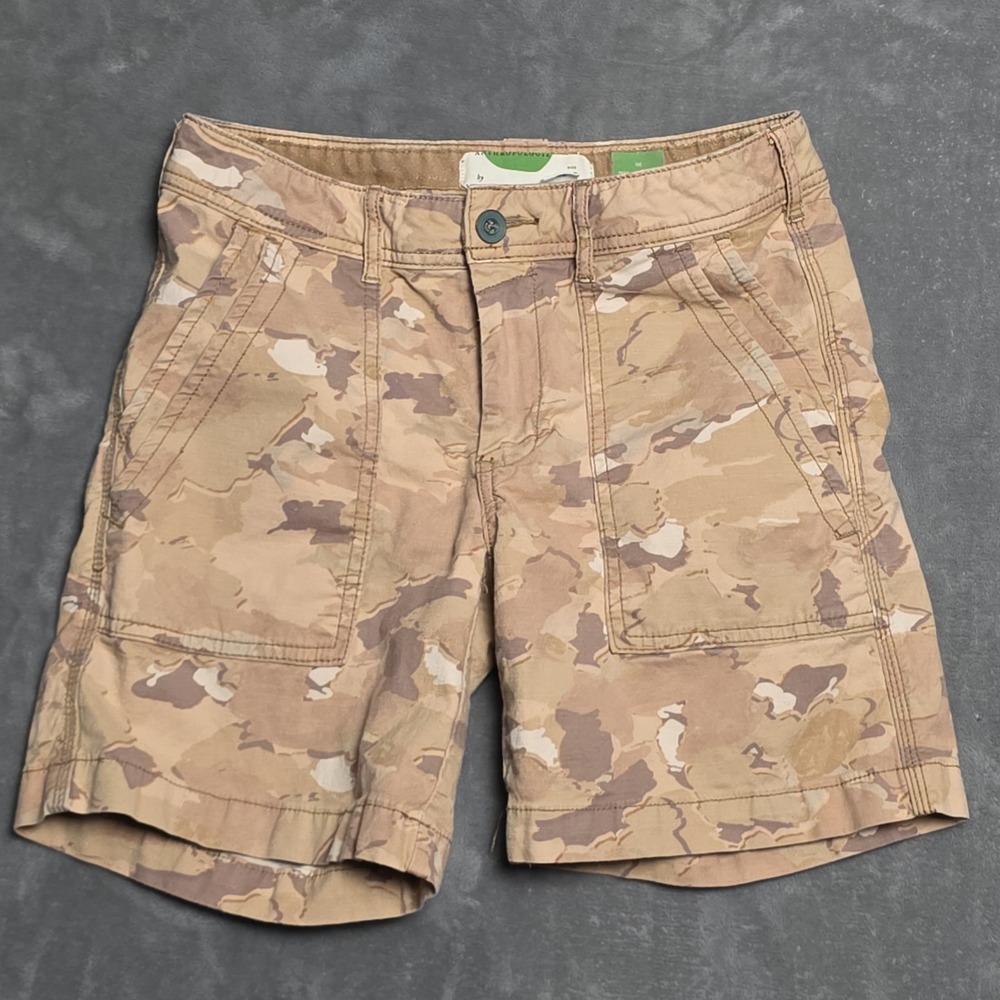 Anthropologie The Wander Faded Camo Khaki Military Linen Blend Shorts Women's 25